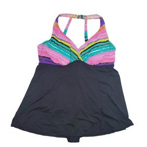 suit yourself black and rainbow skirted one piece swim suit size 20W